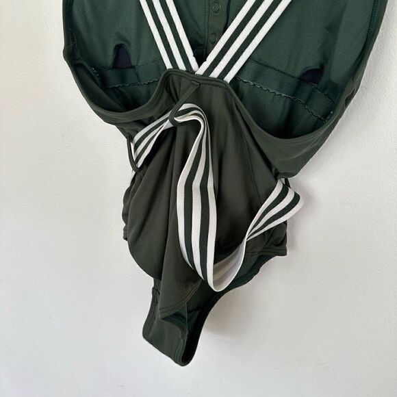 Seafolly Women's Green and White Tank Maillot Belted One Piece Swimsuit - Picture 14 of 16